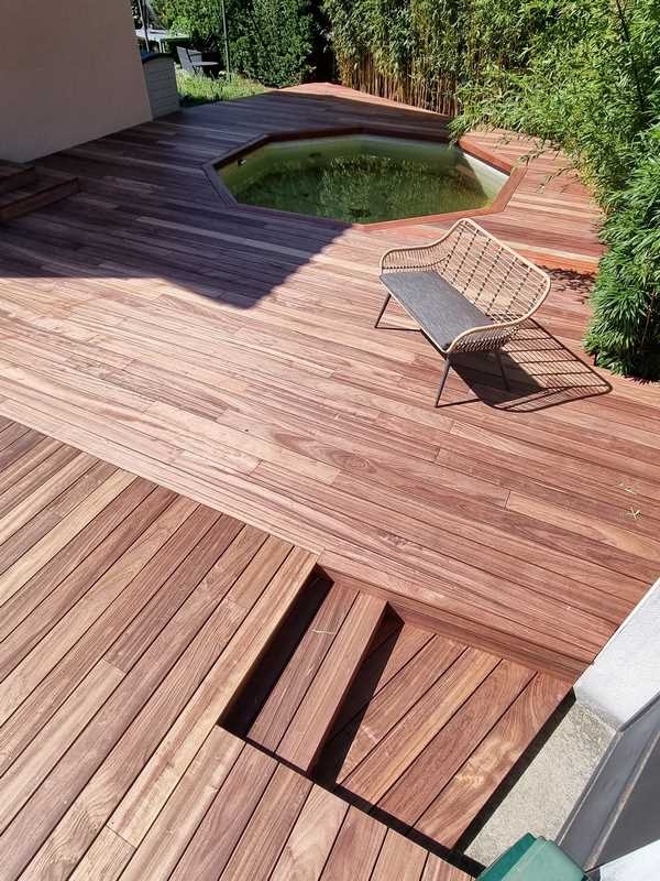 Terrasse en bois exotique Padouk - Rénovation complète d'une terrasse bois - Grigny, Lyon, BCR