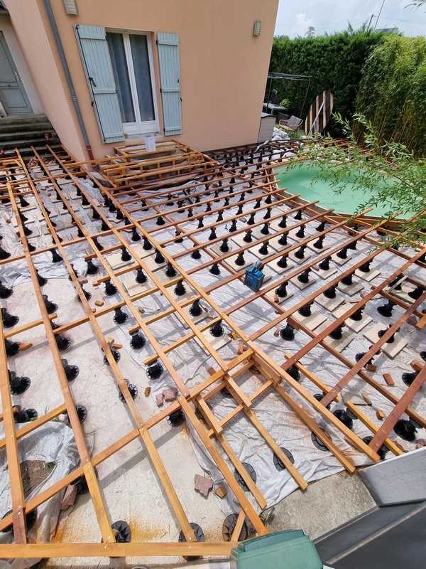 Terrasse en bois exotique Padouk - Rénovation complète d'une terrasse bois - Grigny, Lyon, BCR