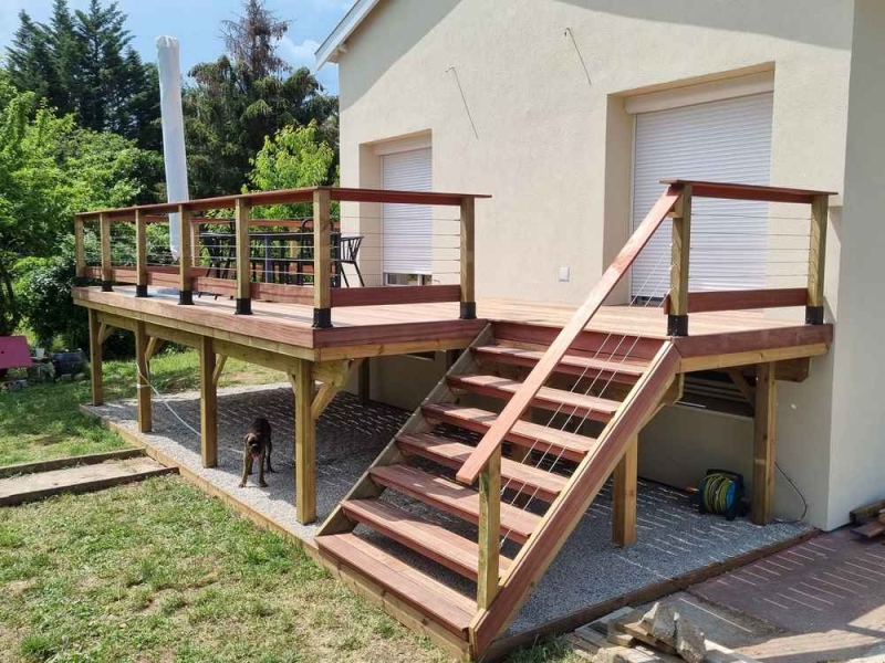 Terrasse sur pilotis Padouk + garde-corps boisinox - Caluire et Cuire, Lyon, BCR