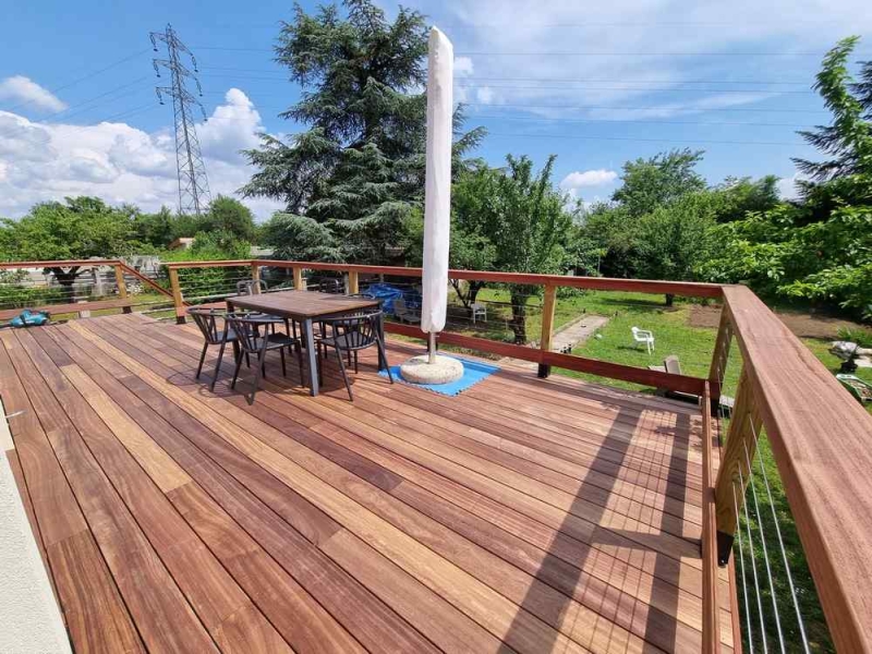 Terrasse sur pilotis Padouk + garde-corps boisinox - Caluire et Cuire, Lyon, BCR