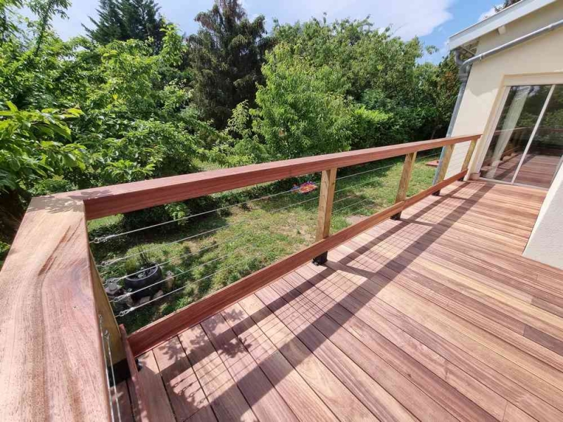 Terrasse sur pilotis Padouk + garde-corps boisinox - Caluire et Cuire, Lyon, BCR