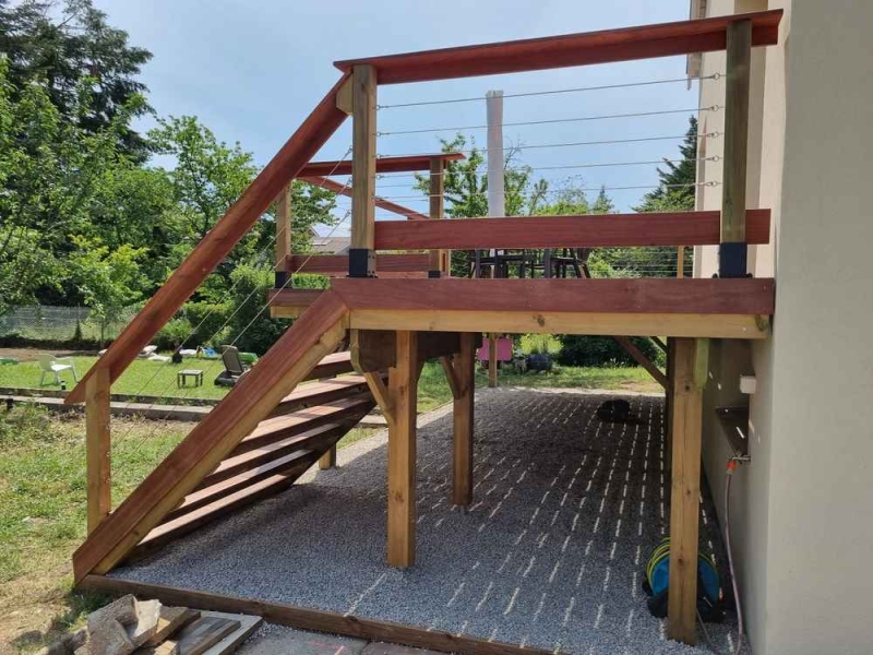 Terrasse sur pilotis Padouk + garde-corps boisinox - Caluire et Cuire, Lyon, BCR