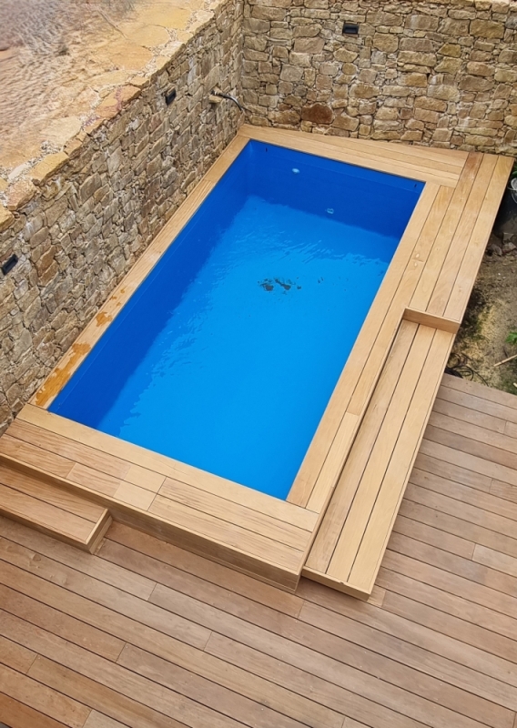 Terrasse de piscine en bois exotique Garapa - Fontaines sur Saône