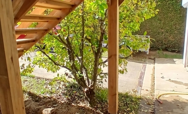 Terrasse en bois sur pilotis Neuville sur Saône