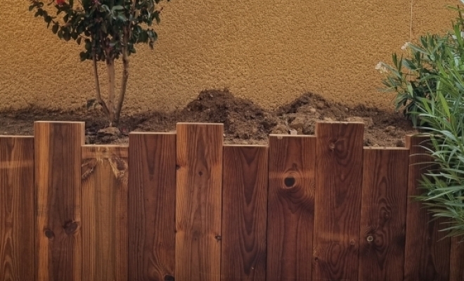 Transformation d'un jardin - Terrasse pin marron - Qincieux